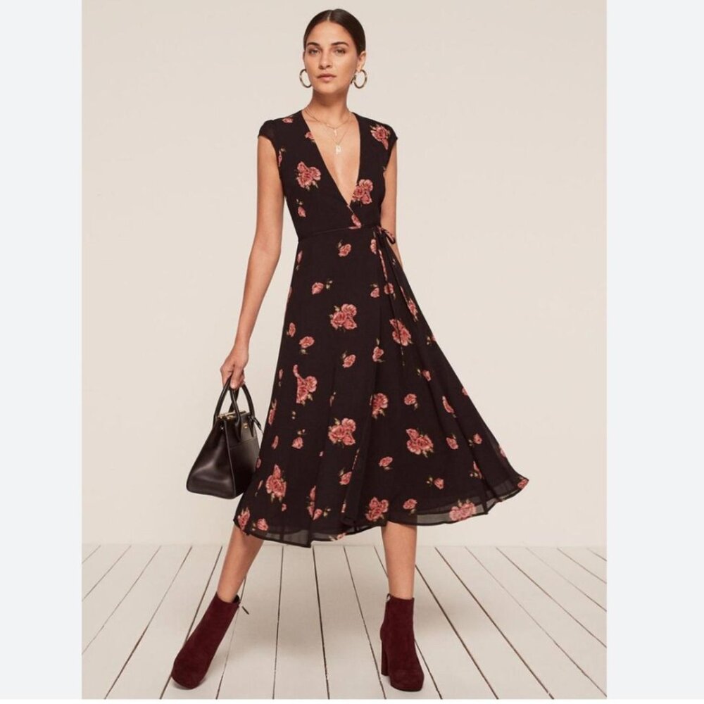 BNWT Reformation Mollie wrap dress in Lorraine color